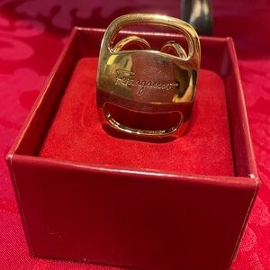 Salvatore Ferragamo Gold Vara Scarf Ring